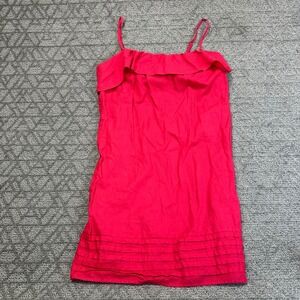 LOFT Women's Size 8 Sleeveless Linen Ruffle Dress Casual Mini Hot Pink‎